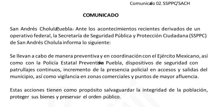 San Andrés Cholula reforzó operativos de seguridad tras hechos violentos