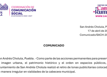 San Andrés Cholula retira lonas publicitarias colocadas de manera irregular