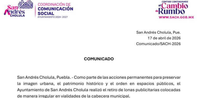 San Andrés Cholula retira lonas publicitarias colocadas de manera irregular